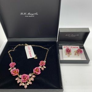 Betsey Johnson Gold-Tone Glitter Rose Set